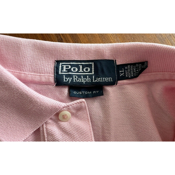 Ralph Lauren Polo Golf Shirt Custom Fit Mens XL Pink w/Teal Pony Short Sleeve - Picture 3 of 13